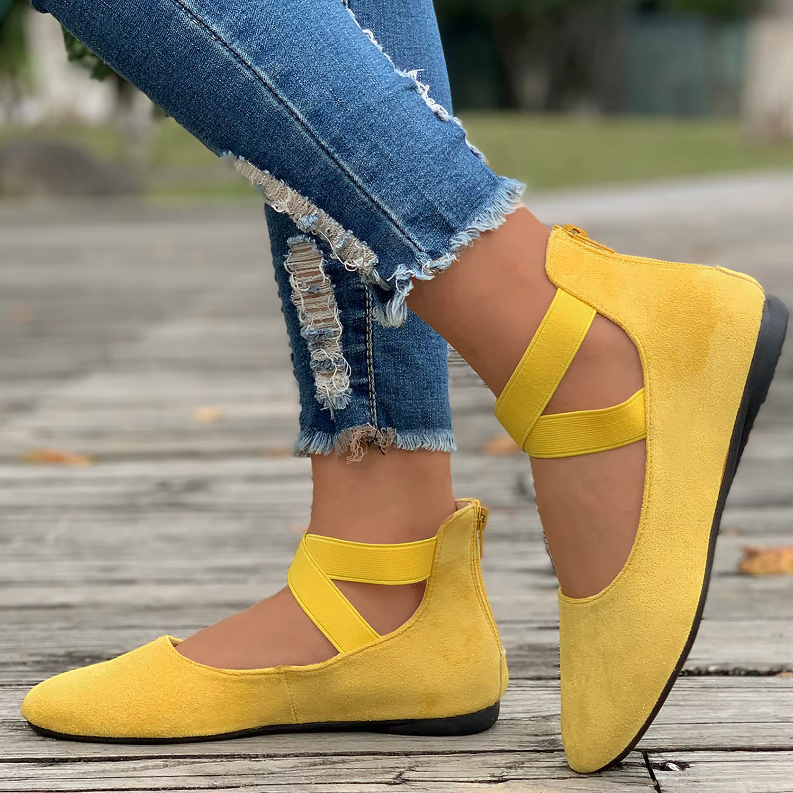 Chaussures plates floquées creuses pour femmes