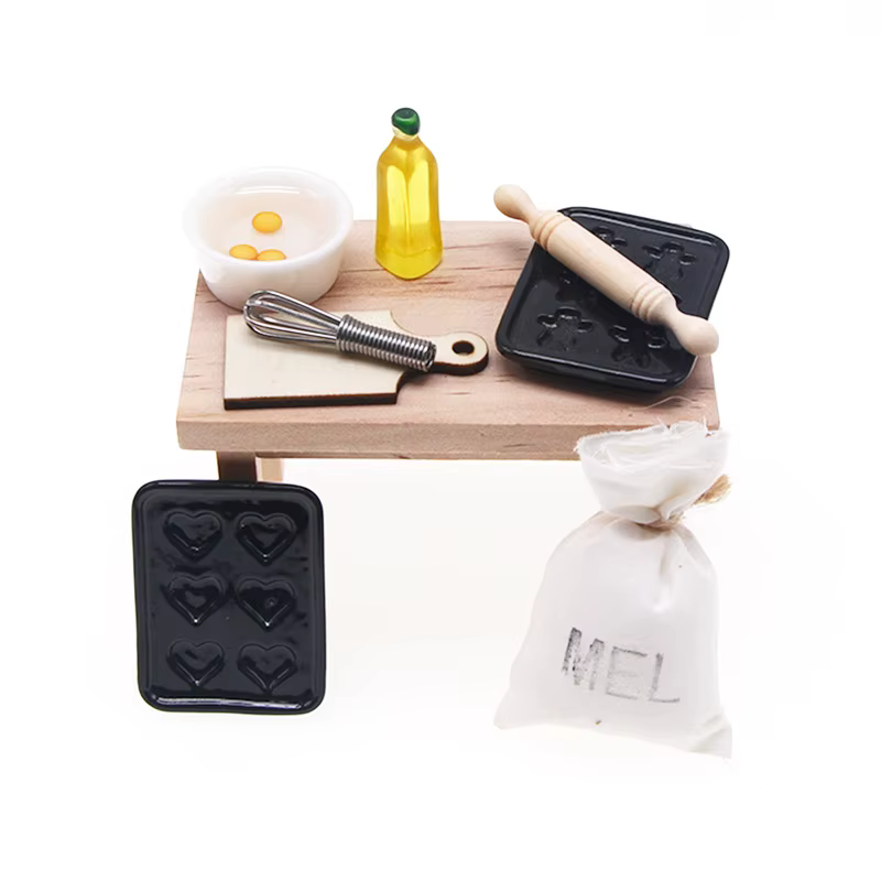 Mini sac à farine pour maison de poupée, 1 pièce, scène de nourriture et de jeu, décor de cuisine, sac d'assaisonnement de poche, bâton roulant, accessoires de plaque de cuisson