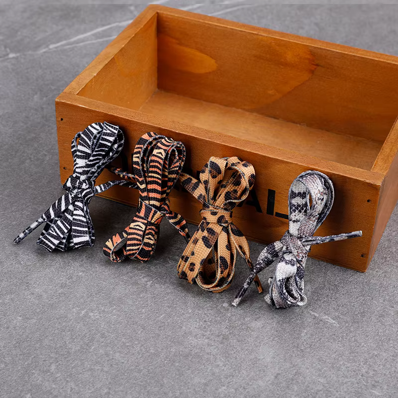 Classique Animal Patten Imprimer Lacet Créatif Unisexe Baskets Toile Chaussure Lacet Plat Léopard Zèbre Tigre Serpent Lacets Cordes