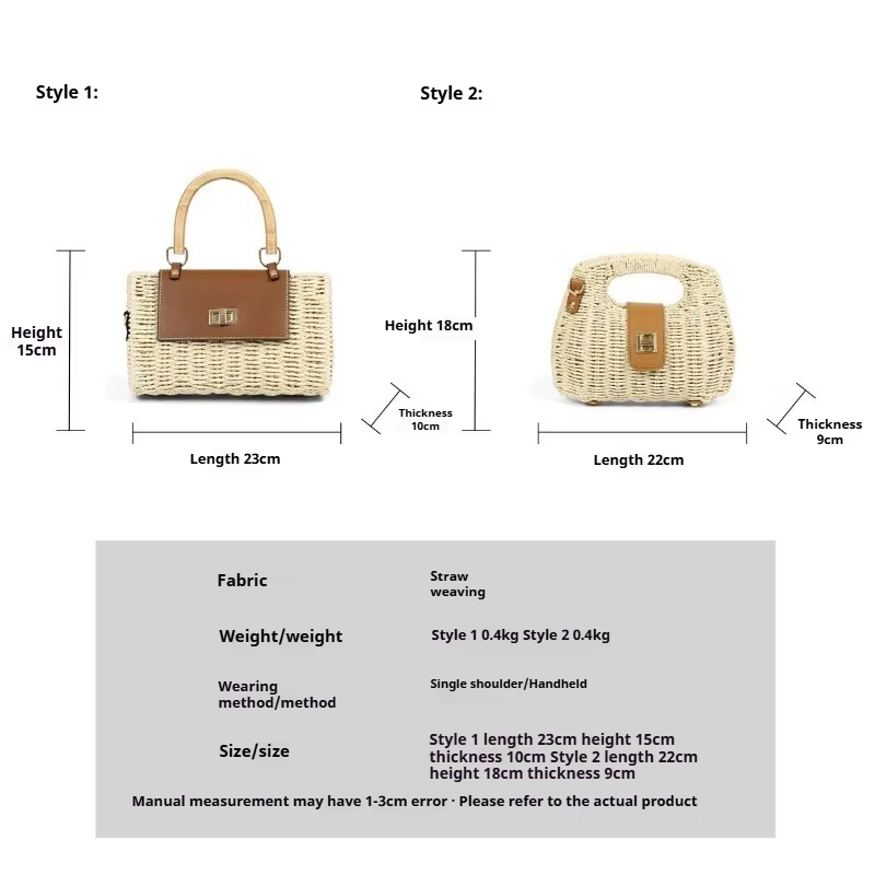 Sac à bandoulière pour femme, sac à bandoulière décontracté en paille tressée, léger, fait main, pour l'été, la plage, les vacances, les stations balnéaires