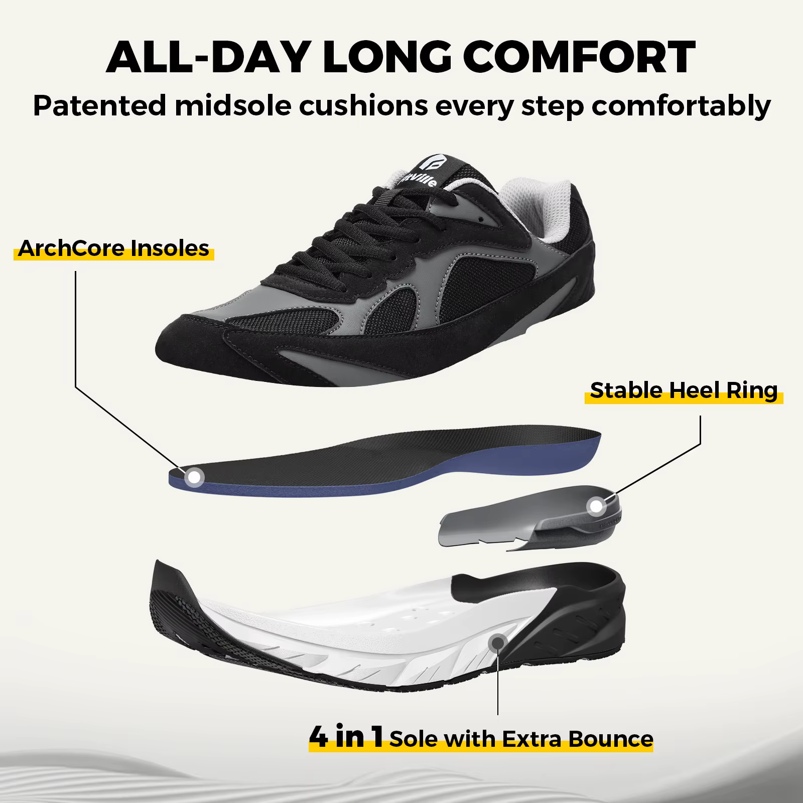 Chaussures de marche Fitville à design large pour hommes