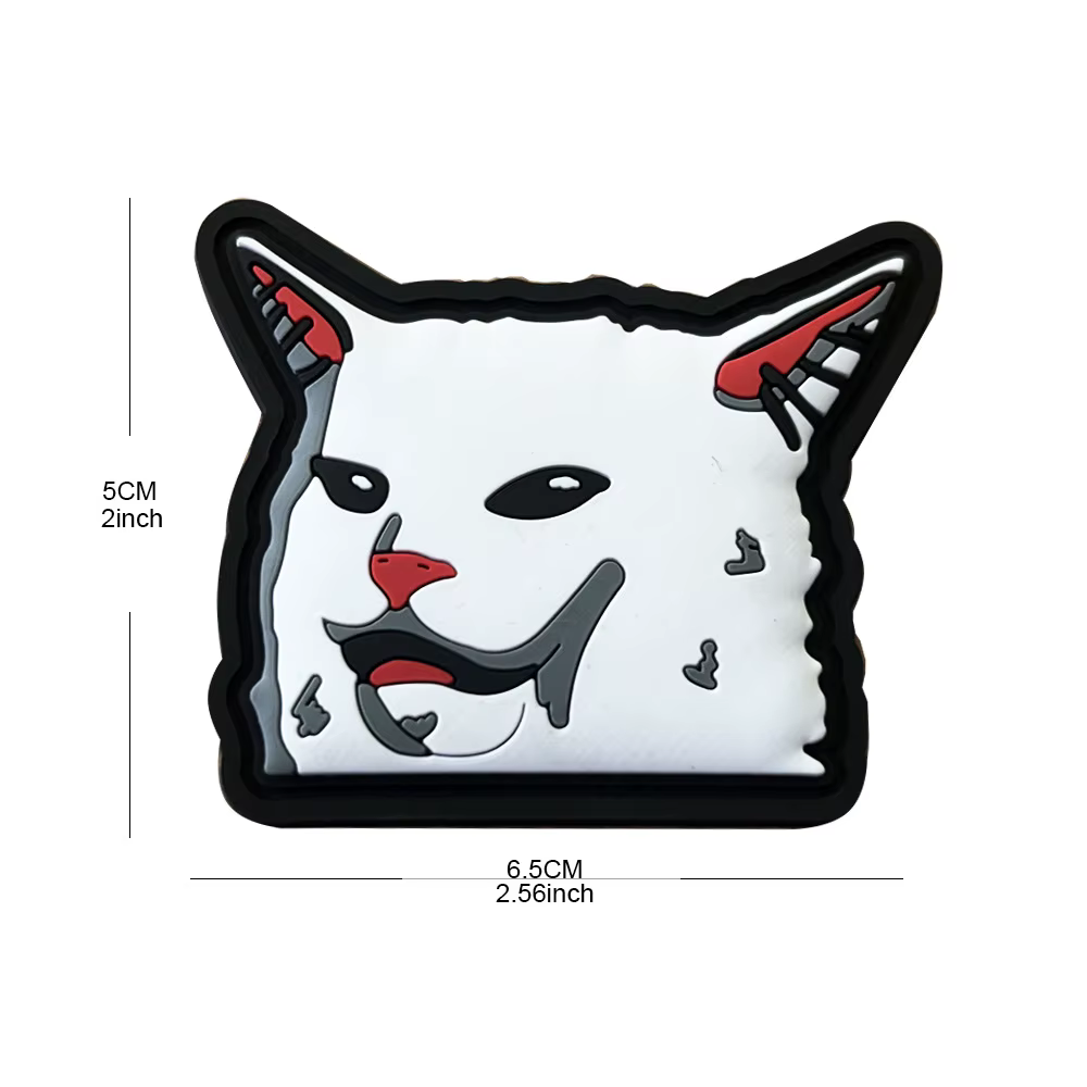 Nouveaux accessoires de sac d'extérieur: Badge de chat satirique Graffiti chat 3D PVC magique bricolage sac autocollants sac à dos Patch à crochet et boucle