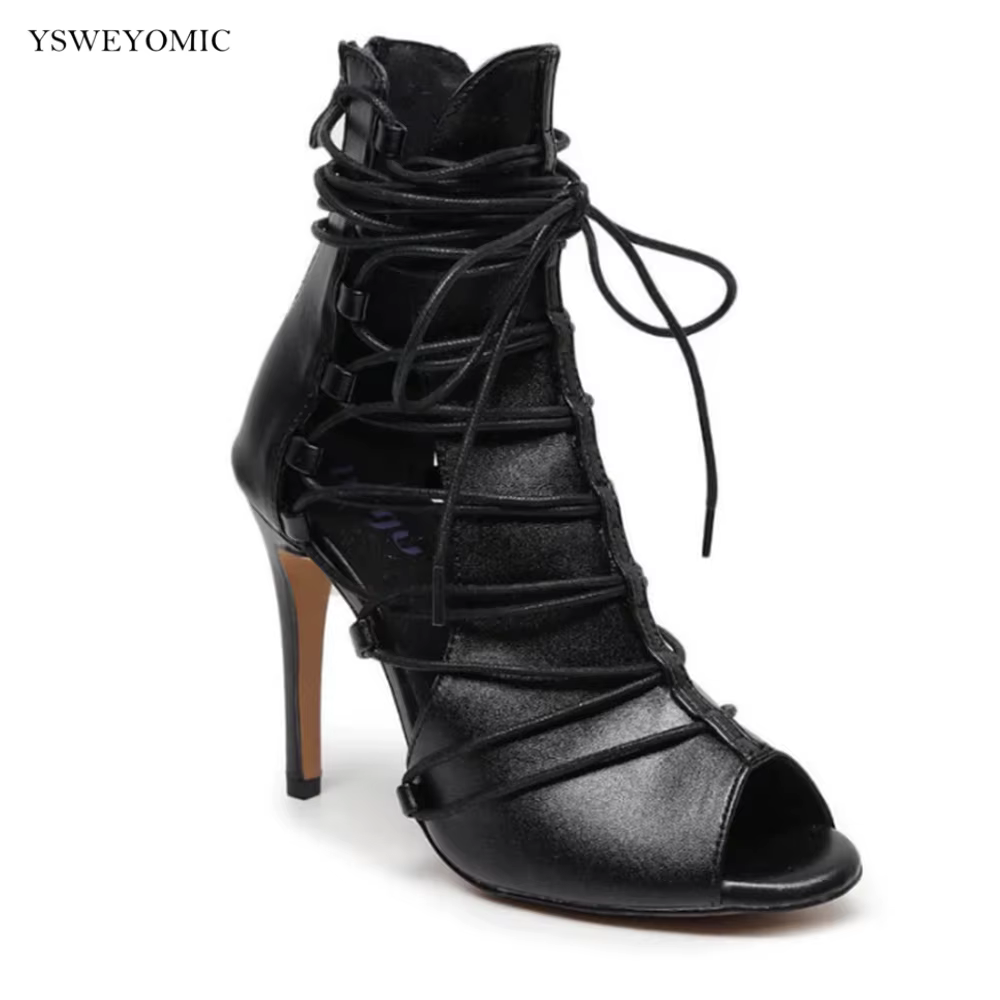 YSWEYOMIC-Chaussures de danse latine pour femmes, talons hauts, chaussures de tango de salle de Rh, orteils ouverts, l'offre elles souples, sandales de fête, 9.5cm