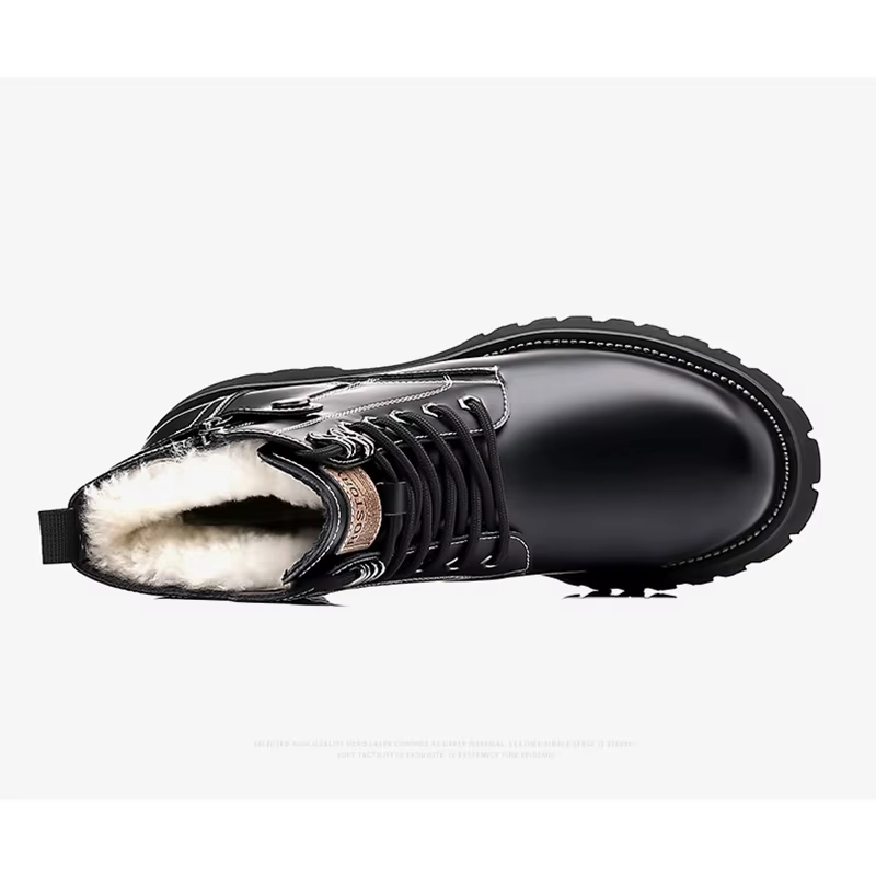 2025 chaussures d'hiver hommes bottes de neige chaud en peluche marque de mode hommes bottines pur noir antidérapant semelle épaisse D582