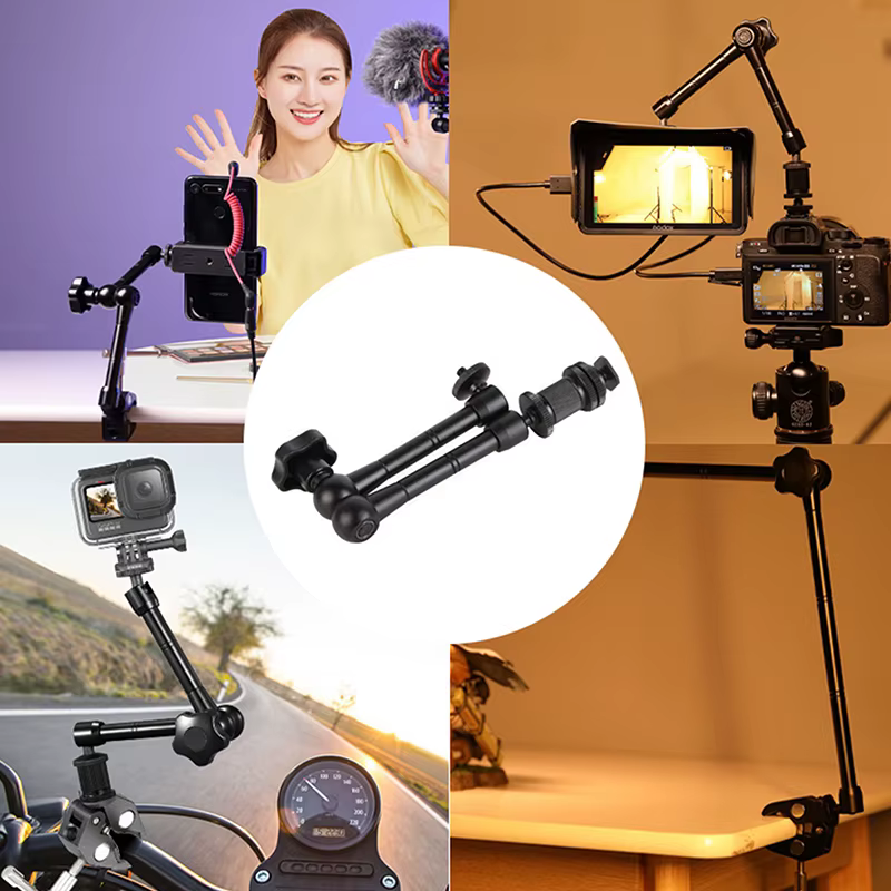 Bras magique articulé à Friction réglable de 11 pouces + pince pour caméra, moniteur LCD, lampe de poche LED, accessoires de caméra de Studio