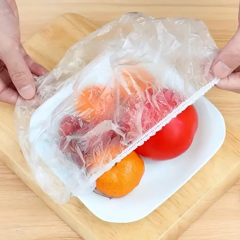 Couvercles alimentaires élastiques en plastique de qualité alimentaire, 100 pièces, sacs enveloppants pour réfrigérateur, sac de conservation des fruits et légumes frais