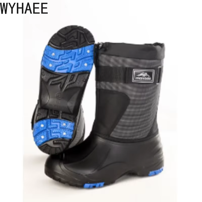 Bottes de neige imperméables et résistantes au froid pour hommes, chaussures de pêche résistantes à l'usure, bottes de pluie à pointes en acier, chaussures de pêche, nouveau, 2022
