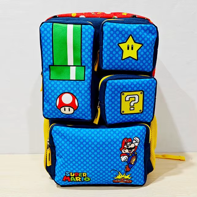 Sac à dos Mario de dessin animé, cartable mignon pour enfants, grande capacité, sac de voyage multi-poches, cadeaux d'anniversaire pour étudiants