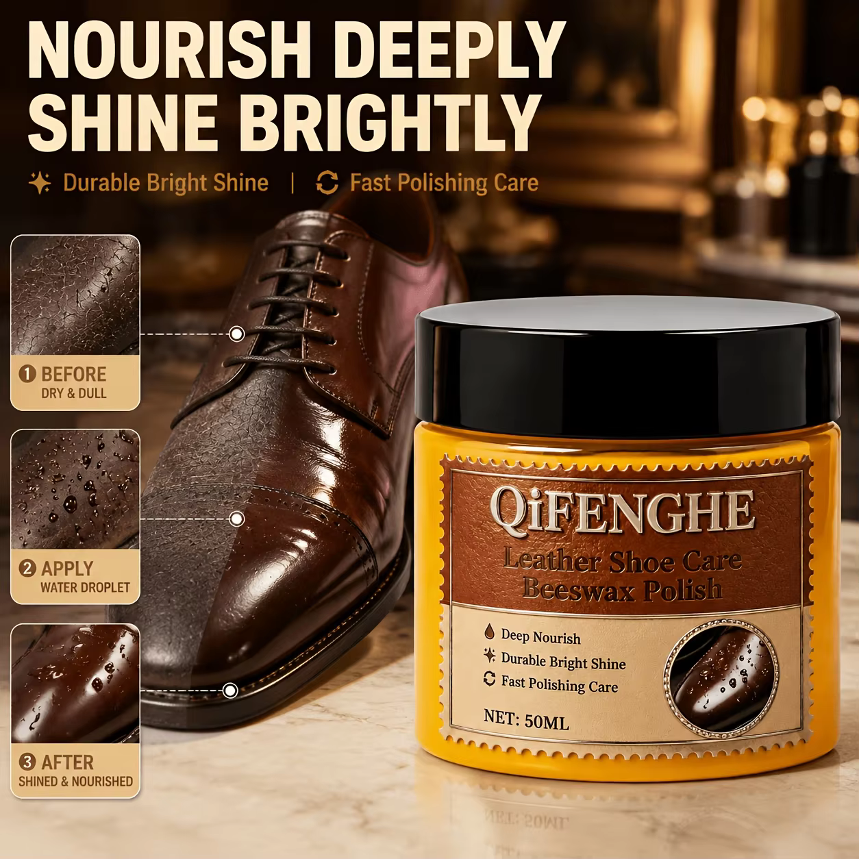 Crème de cire d'abeille pour l'entretien des chaussures en cuir
