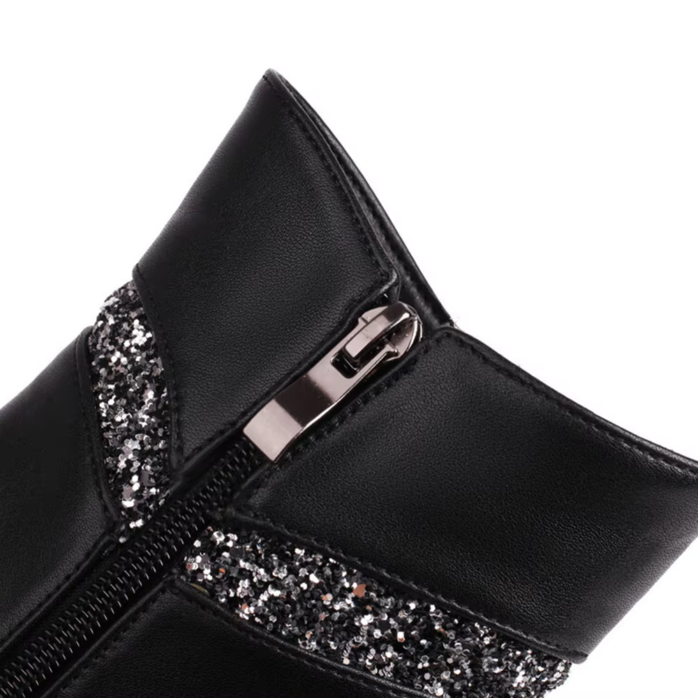 Bottes Rondes en Cuir pour Femme et Fille, Marque de Luxe, Talons Hauts Épais, Fermeture Éclair, Mode de Styliste, Alicante à Plateforme Décontractée, Grande Taille 45, 710