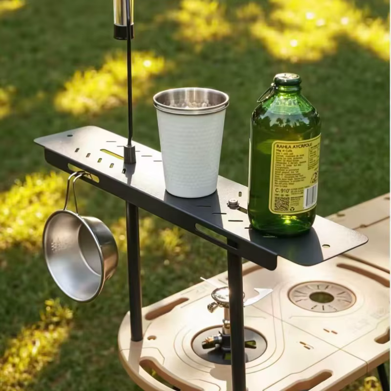 Table de camping tactique pliable avec fente pour lampe, emplacements pour crochets, haute capacité de charge, bureau de pique-nique extérieur pour la cuisson