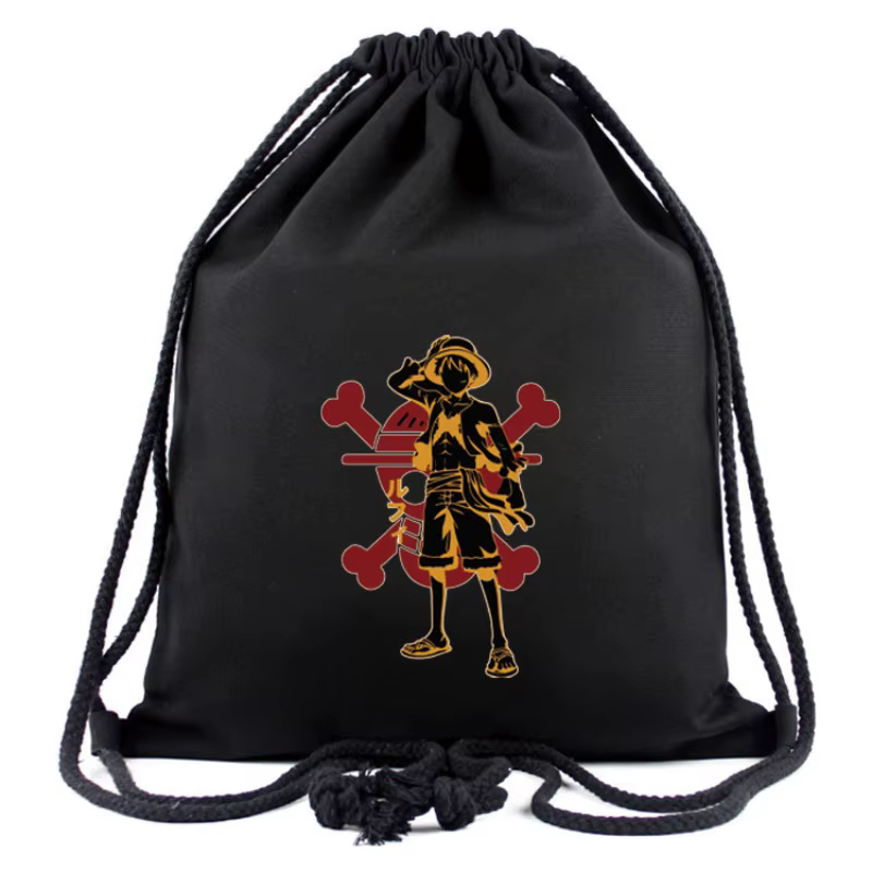 Nouvelle animation de sac à dos une pièce autour de la bouche le plus vendu autour du sac de rangement de sac à dos en tissu Oxford avec poche à cordon Luffy.