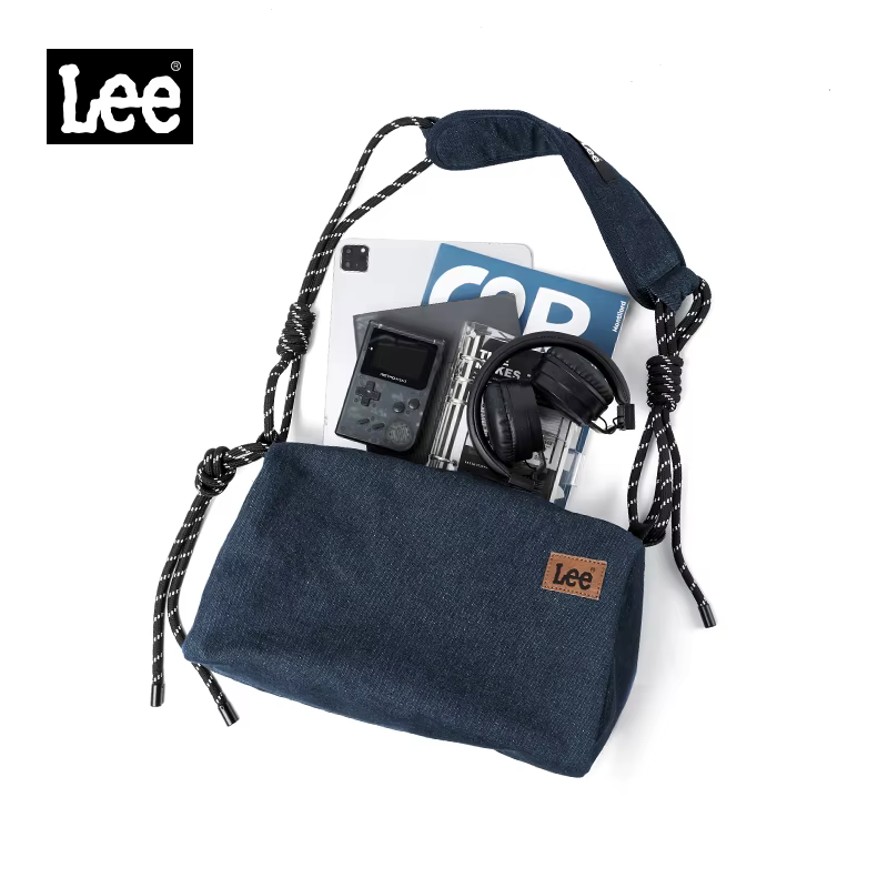 LEE Simple léger élégant carré Denim sac à bandoulière femmes homme une poche Hobo jean bleu moyen Ipad sacs à bandoulière