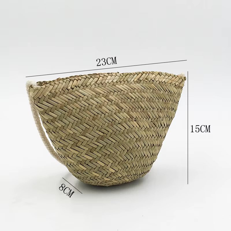 Sac à main en paille naturelle pour femmes, sacoche de plage tissée bohème d'été, sacs à bandoulière en rotin tricoté, petit sac à coque
