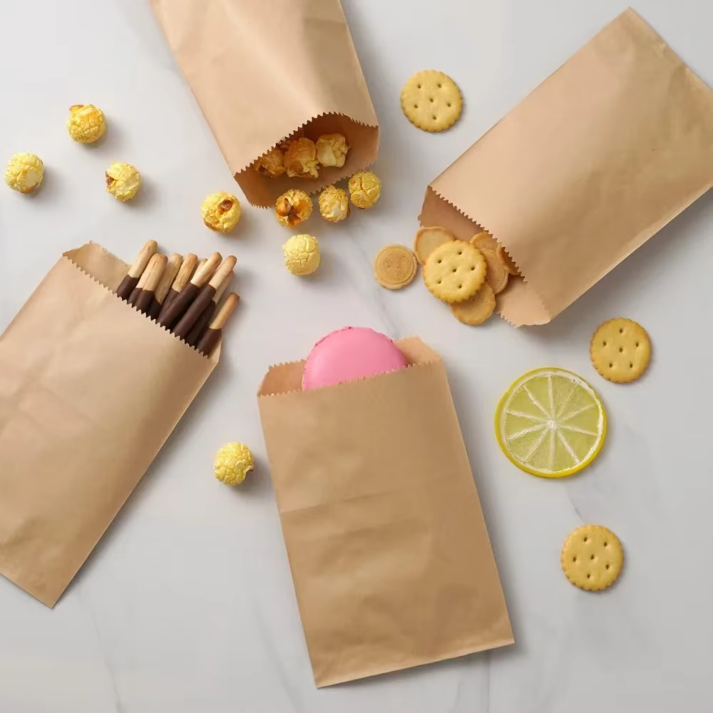 10x15cm,8x15cm,13x18cm, 4x6 pouces 50 pièces sac plat en papier Kraft petits sacs en papier pour l'emballage de fête de noël
