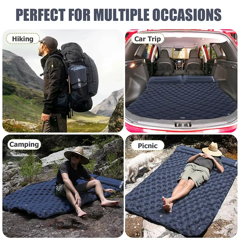 Tente de camping, grand matelas pneumatique pour 2 personnes