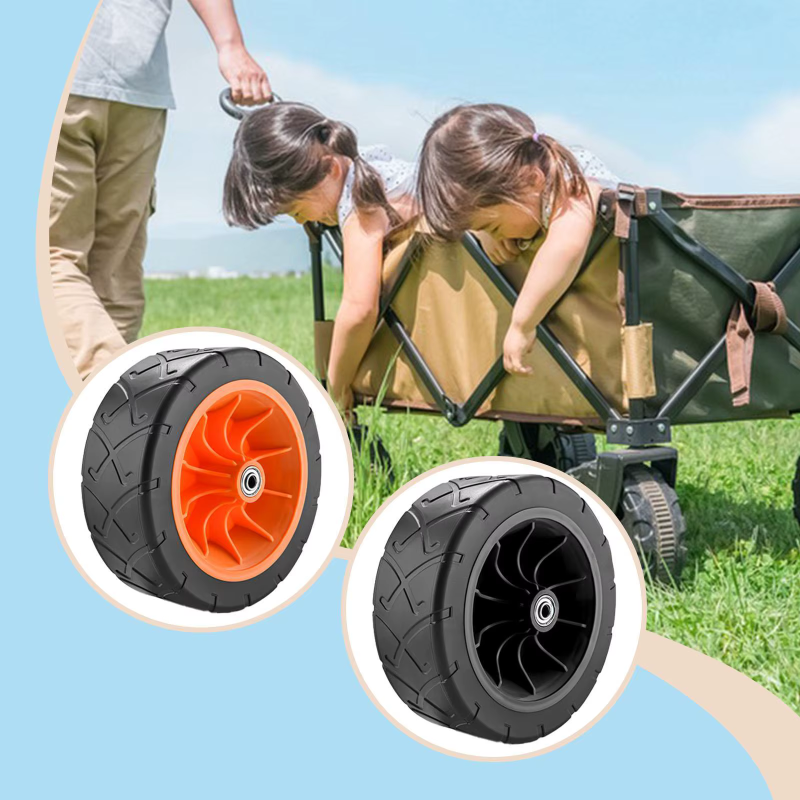 Roue de chariot pliable à roulement silencieux et fluide