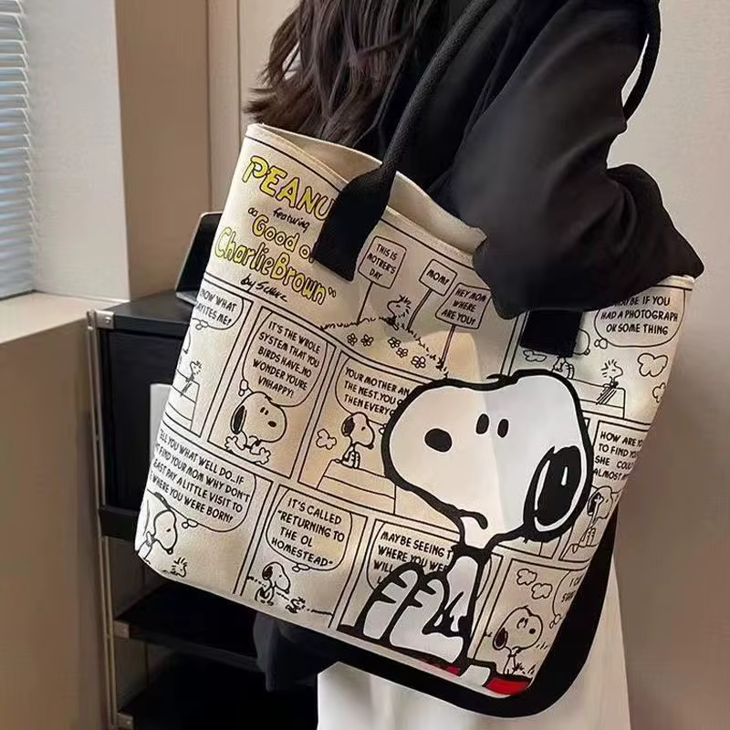 Nouveau sac à main en toile Kawaii Snoopy, sac à bandoulière pour filles tendance, sac à main en nylon simple de grande capacité