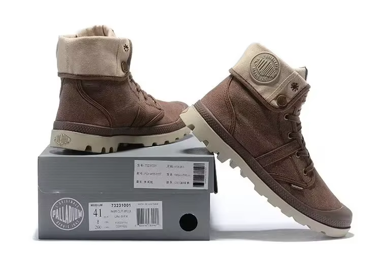 PALLADIUM Pallabrouse baskets marron foncé hommes/femmes haut de gamme armée loisirs bottines toile chaussures