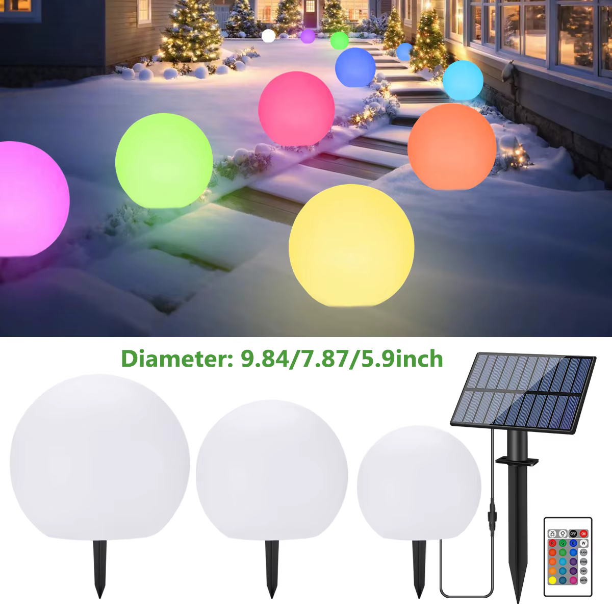 Lampe solaire 3 Modes d'éclairage avec télécommande lumières pelouse rue forme ronde voie extérieure cour Patio jardin décoration