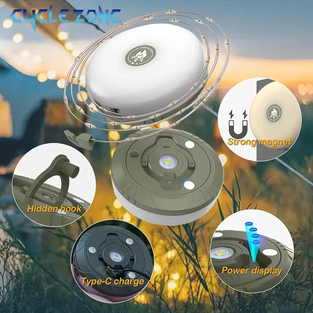 Lampe de camping LED avec bande lumineuse enroulable