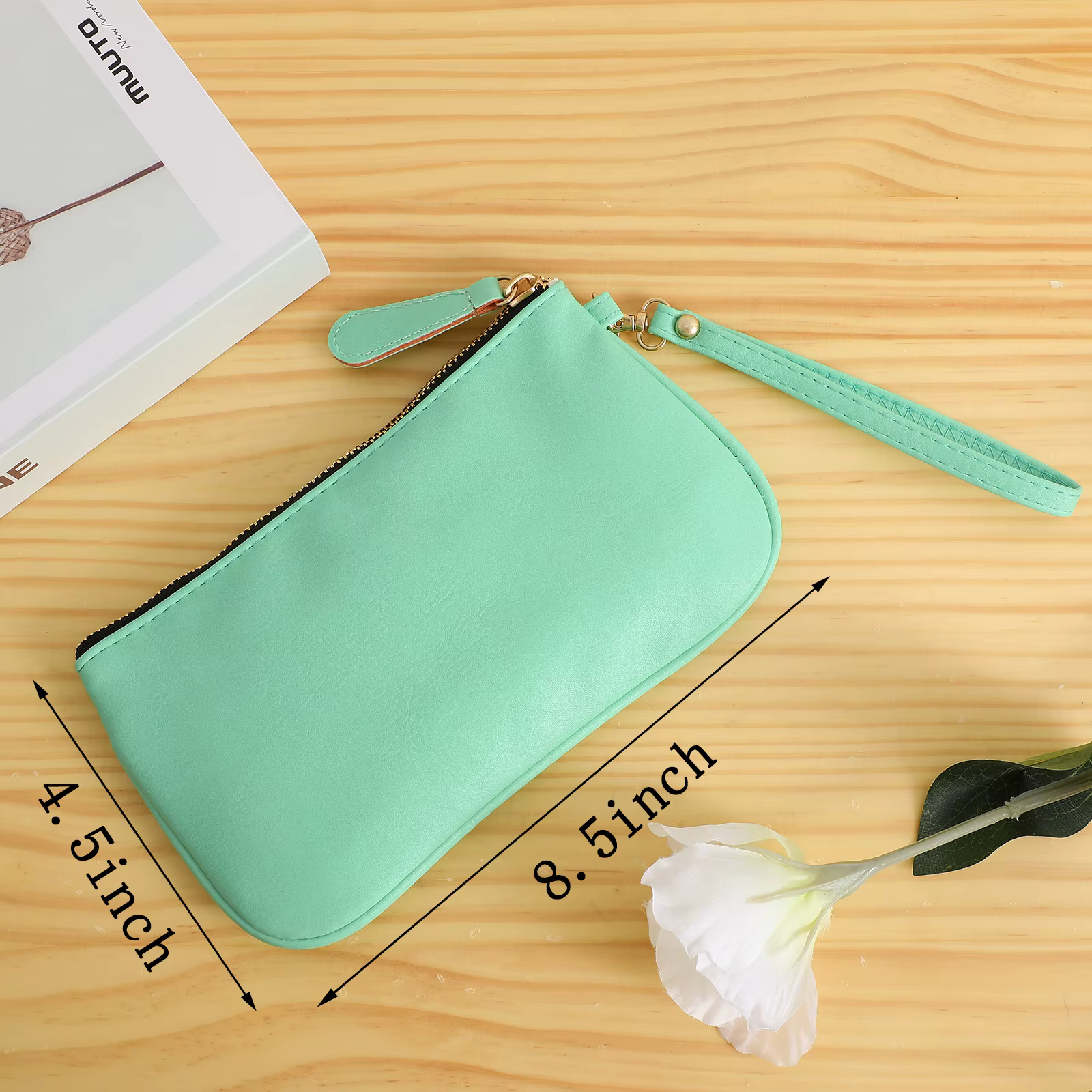 Pochette en cuir végétalien pour femmes, pochette classique, petit sac à main minimaliste multicolore, portefeuille solide, sac à main, étui à cosmétiques de voyage