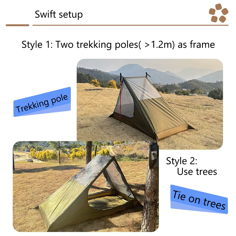 Airy Tente en maille aérée pour le camping en plein air, randonnée simple, légère, intérieure, sans poteau, sac à dos pour 1 personne