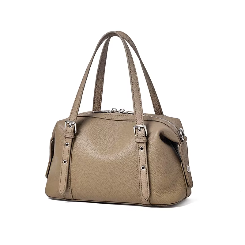 Sac Boston en cuir pleine fleur pour femme, grande capacité, sac à bandoulière, sac à main, sac fourre-tout pour trajets quotidiens