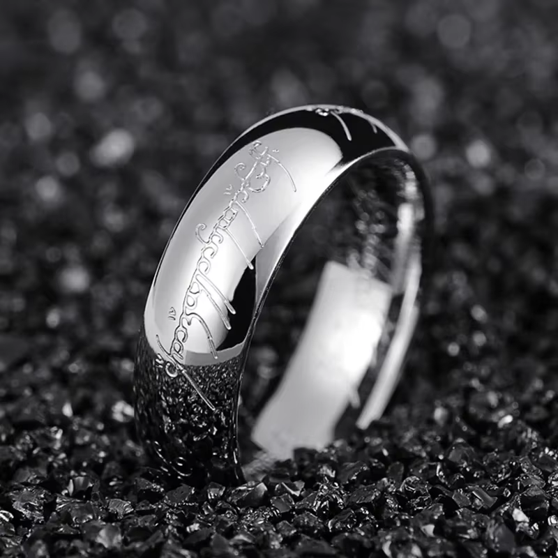 Seigneur des anneaux bague en acier inoxydable de pouvoir sculpté raffiné bague de mariage amoureux femmes hommes bijoux de mode