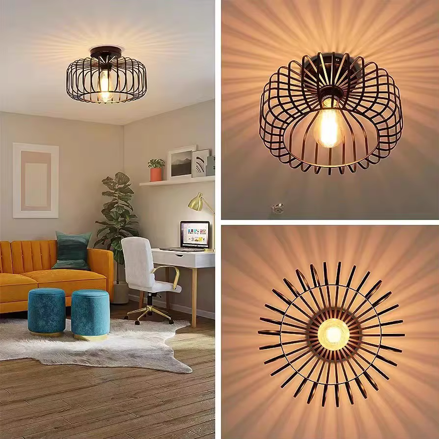Plafonnier d'intérieur en cage à oiseaux Simple, luminaire décoratif de plafond, idéal pour une chambre à coucher, un salon, un couloir ou un Restaurant, 110V-220v