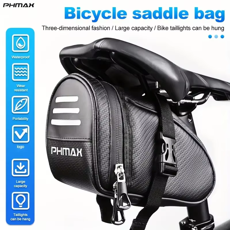 PHMAX sac de selle de vélo grande capacité vtt sac de selle de vélo étanche sac arrière de vélo de route accessoires de vélo d'équitation