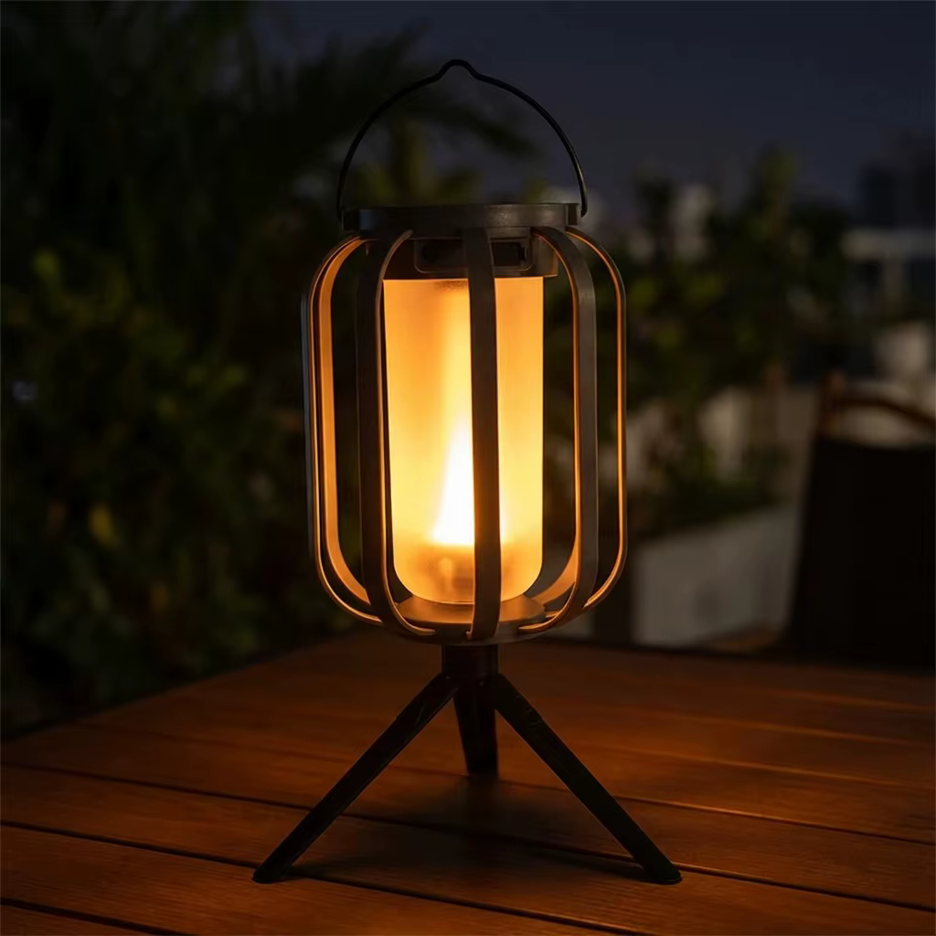 Lanterne de camping rétro à LED avec effet flamme