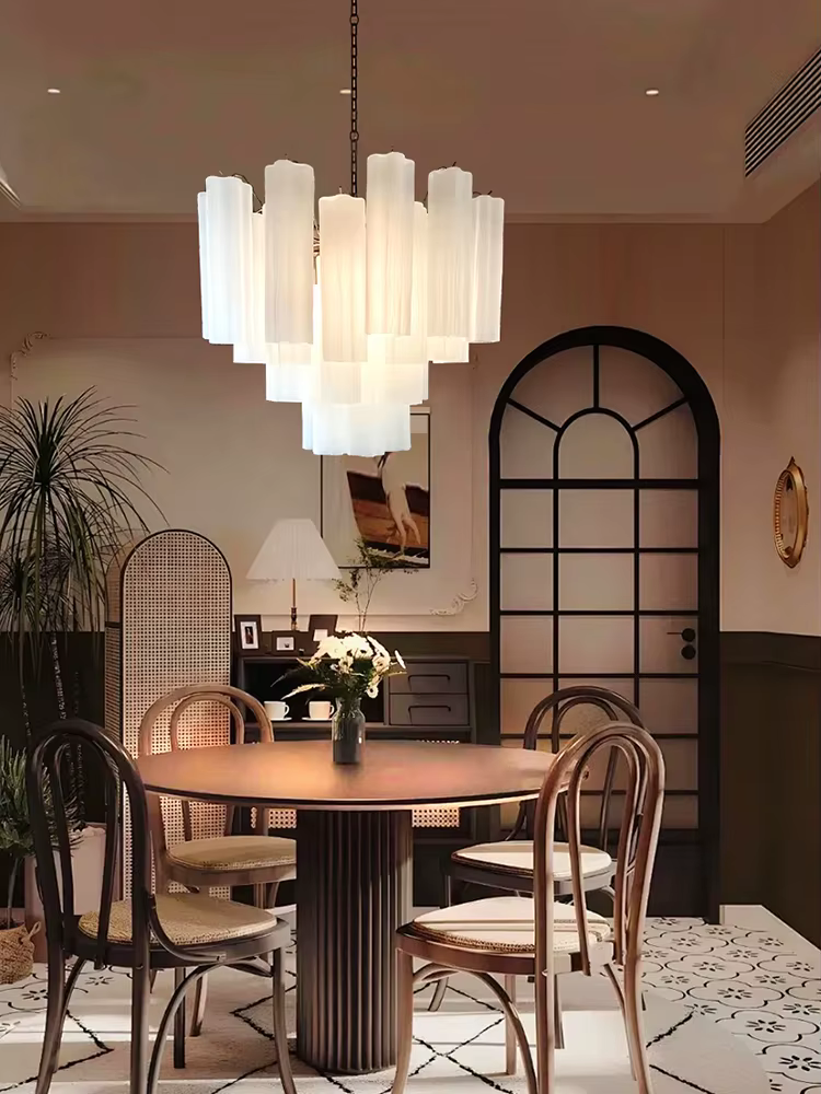 Plafonnier LED en Verre Blanc Givré au Design Vintage Européen
