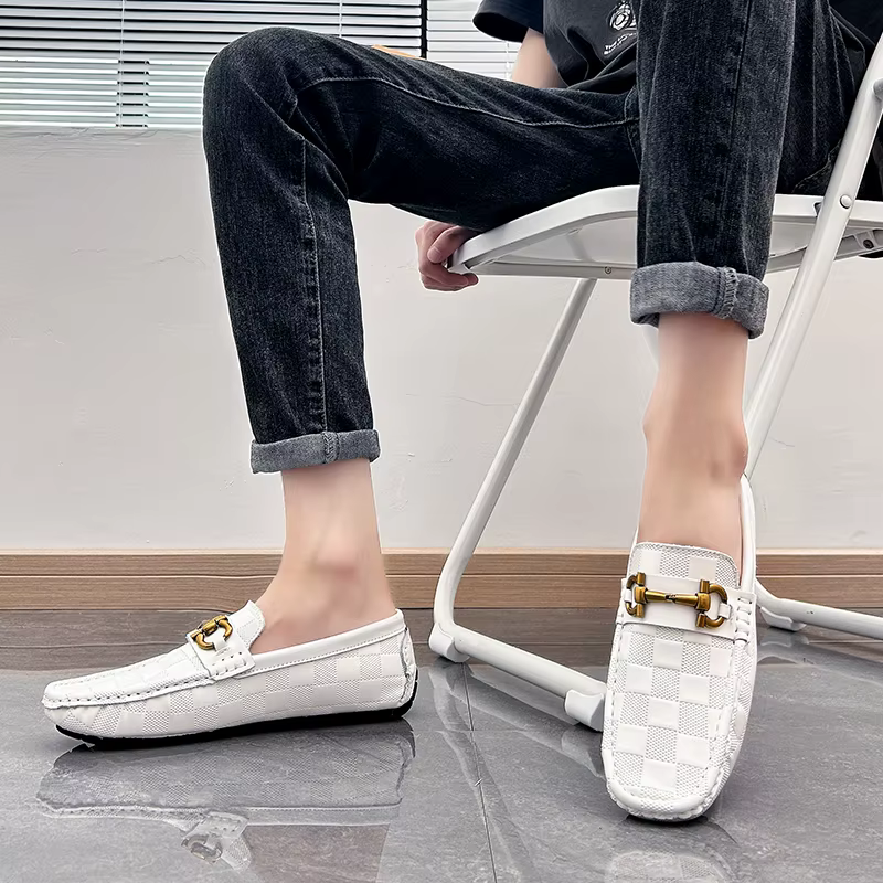 Homme chaussures en cuir chaussures décontractées pour homme de luxe cousu à la main mode appartements été respirant en plein air mâle sans lacet mocassins concepteur