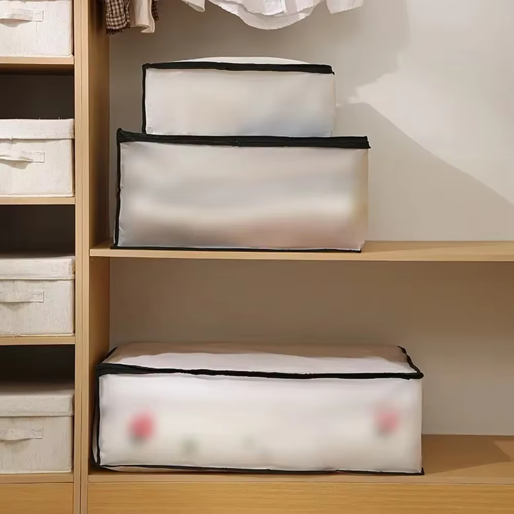 Sac de rangement semi-transparent en PEVA pour couettes et vêtements