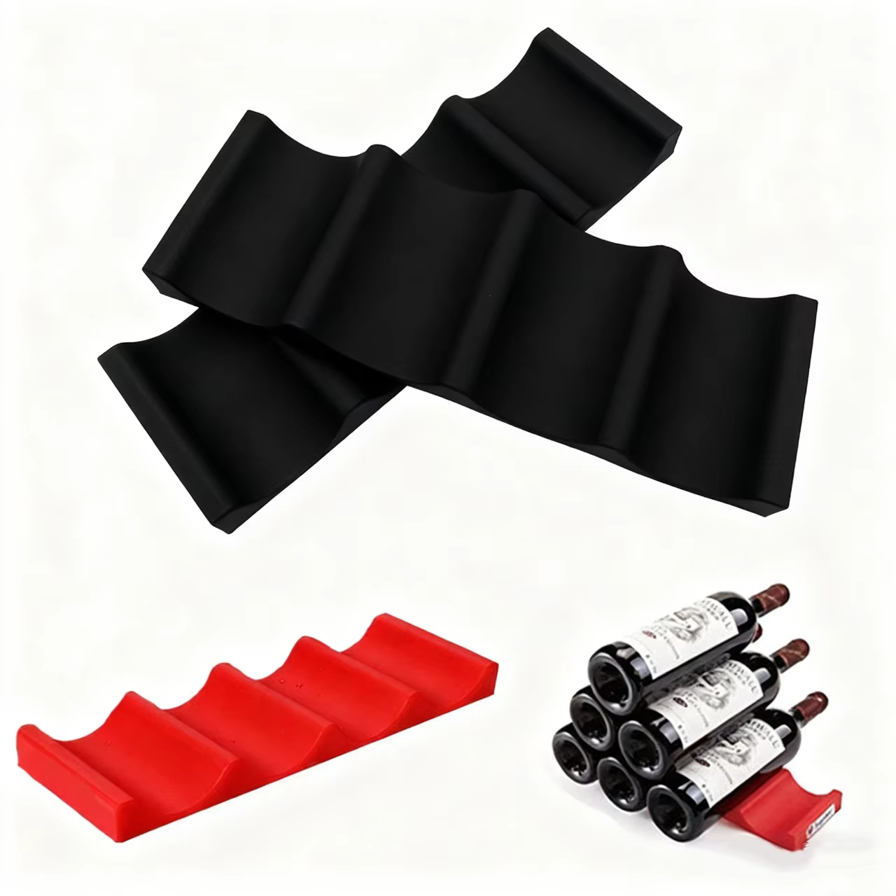 Porte-bouteilles de vin pour comptoir, rangement pour bouteilles de vin, pour garde-manger, armoire, réfrigérateur, support de bouteilles empilable pour la maison