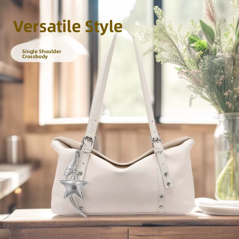 Sac à bandoulière élégant et simple pour le quotidien, nouveau style rétro 2026, sac Boston sous le bras pour femme, sac bowling en cuir PU style coréen