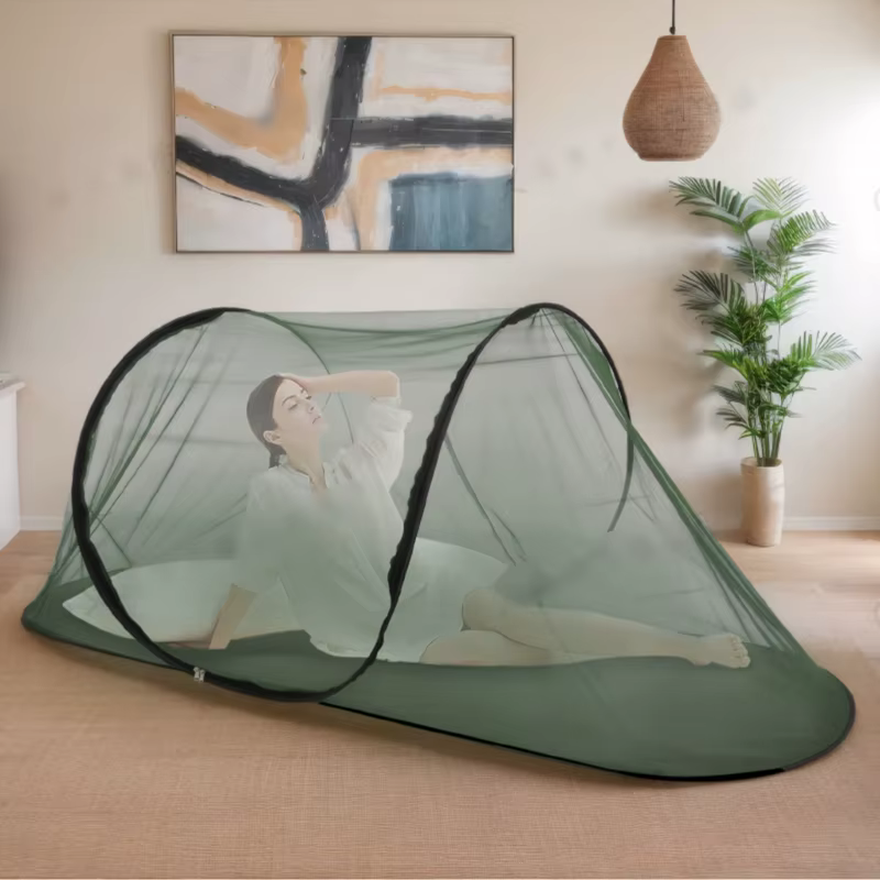 Tente de camping individuelle en forme de bateau avec moustiquaire respirante à lancer à la main