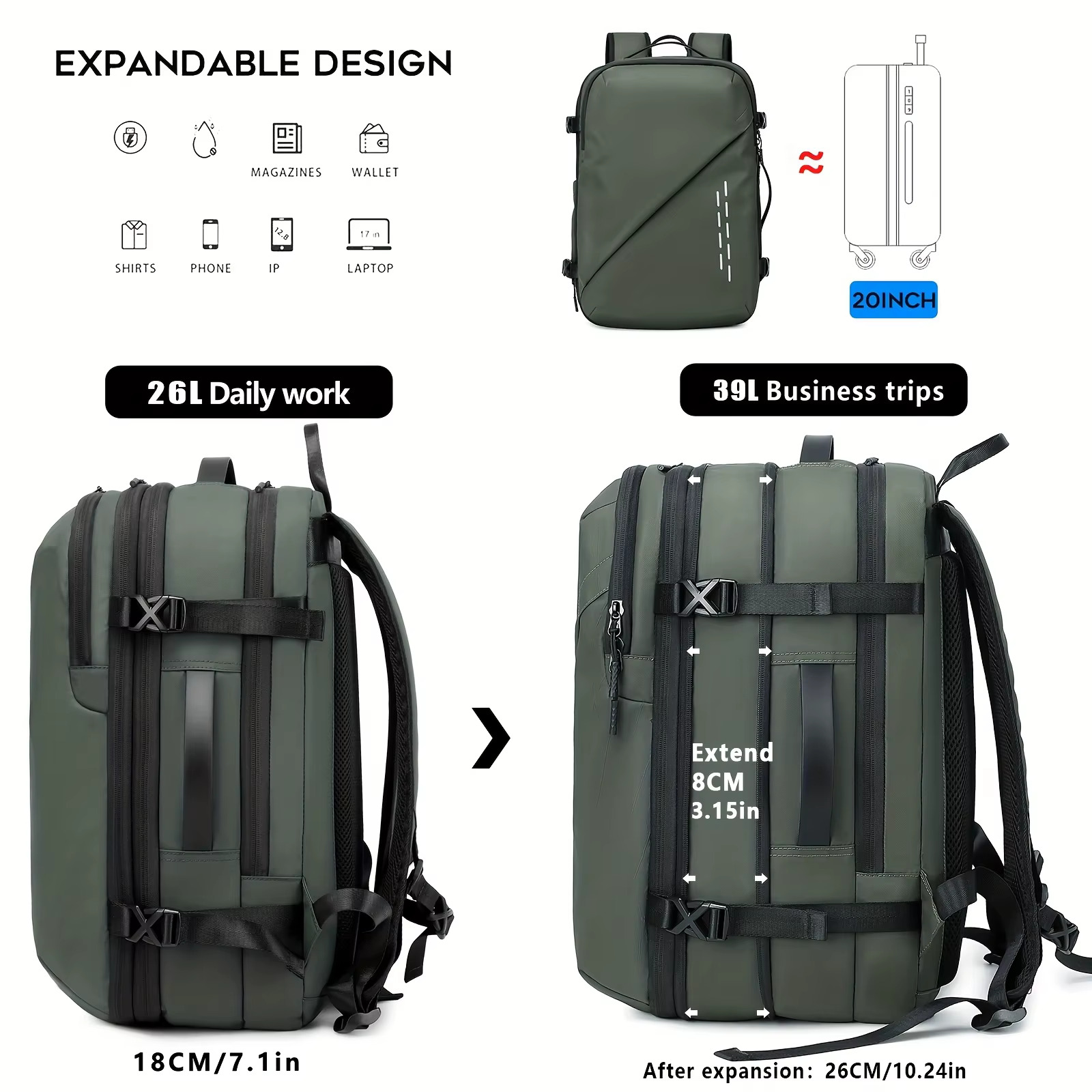 Sac à dos de voyage scellé sous vide