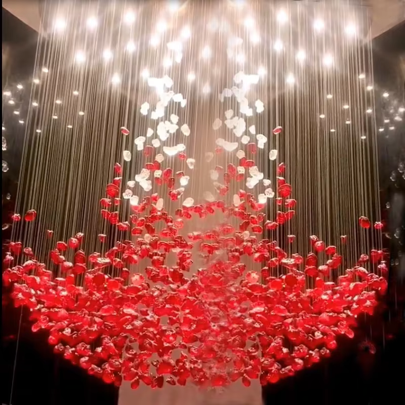 Lustre LED en pierre de cristal