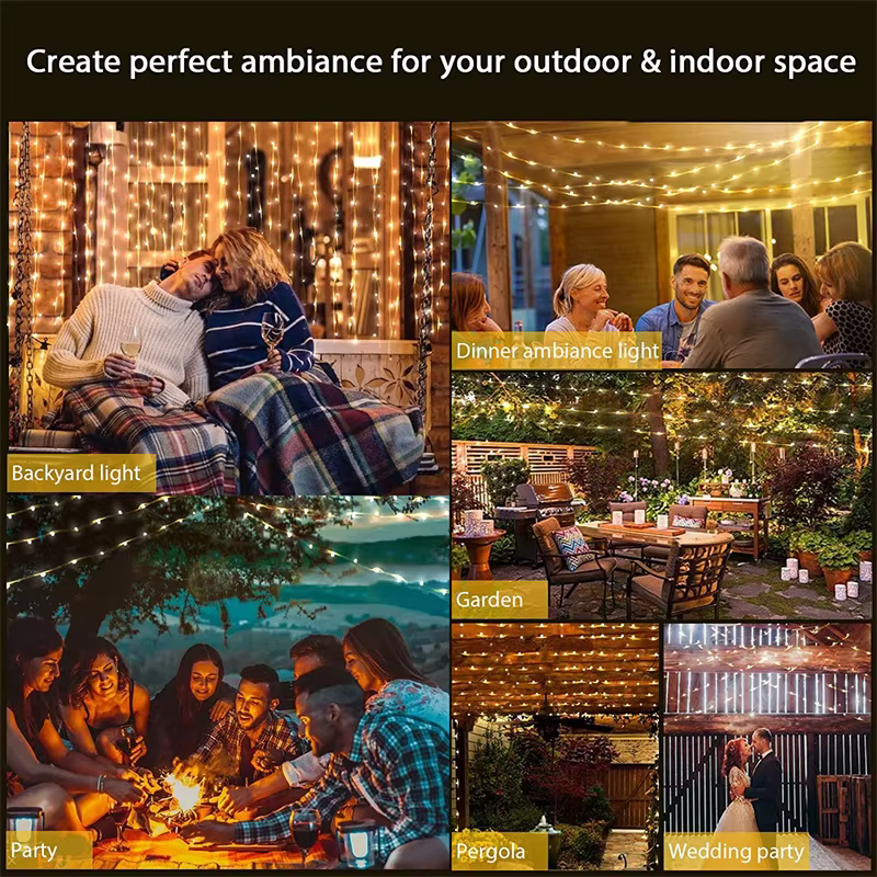 Guirxiété lumineuse LED dégradée USB, fil de cuivre, 20m, 200LED, guirxiété de lampe extérieure de vacances, arbre de Noël, décoration de fête de mariage