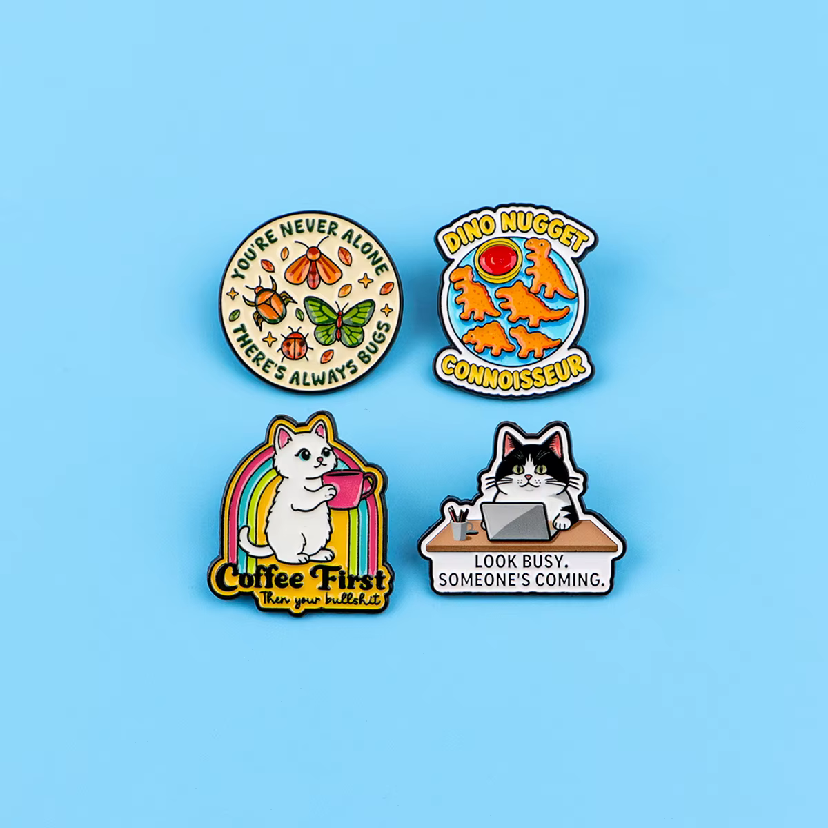 Broches en émail amusantes sur le thème des chats de bureau