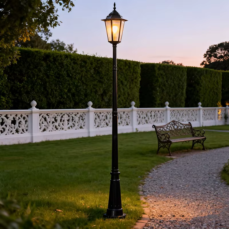 Lampadaire de jardin rétro de style européen, résistant à la rouille, pour villa et jardin, extérieur, étanche, à tête unique, ≈260CM
