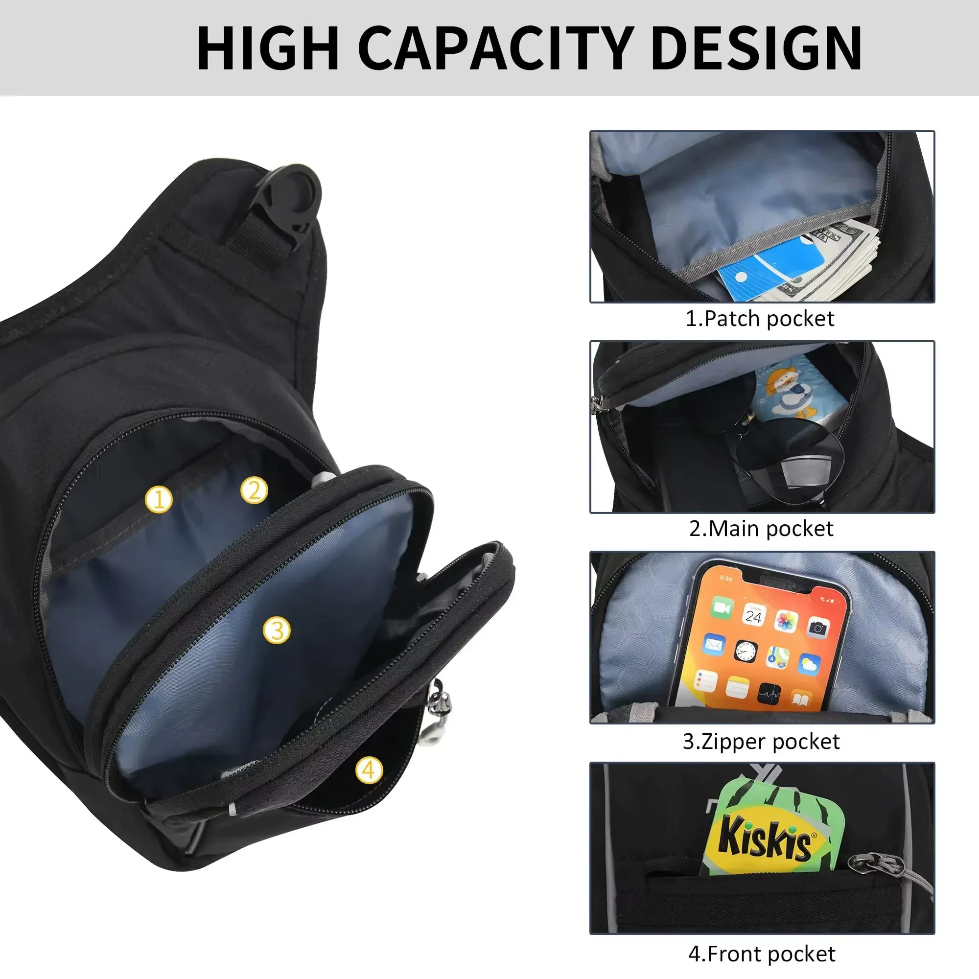 Sac de jambe tactique étanche pour moto, sac banane de taille pour téléphone portable, idéal pour le voyage