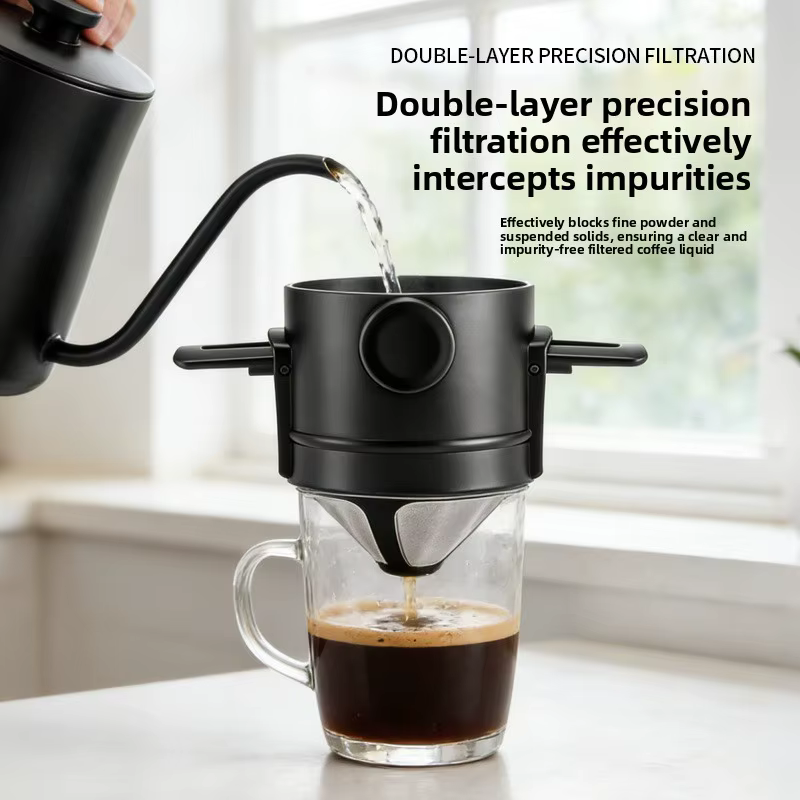 Cafetière portable pour café filtre avec tasse en acier inoxydable