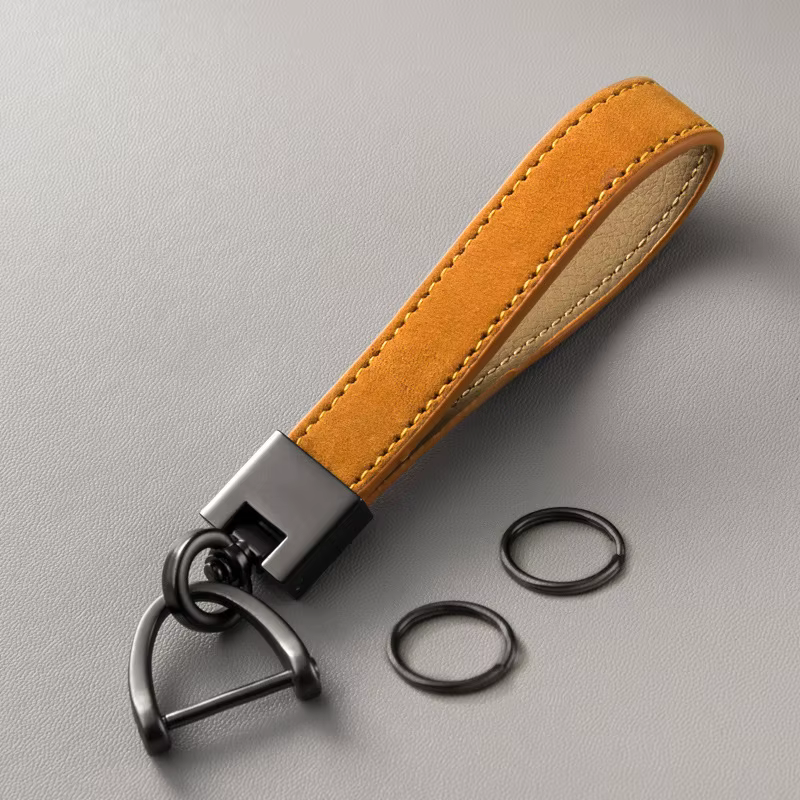 Porte-clés pour hommes et femmes, pendentifs de clé de voiture en cuir de vache avec couche supérieure, porte-clés en cuir véritable, cadeaux d'affaires