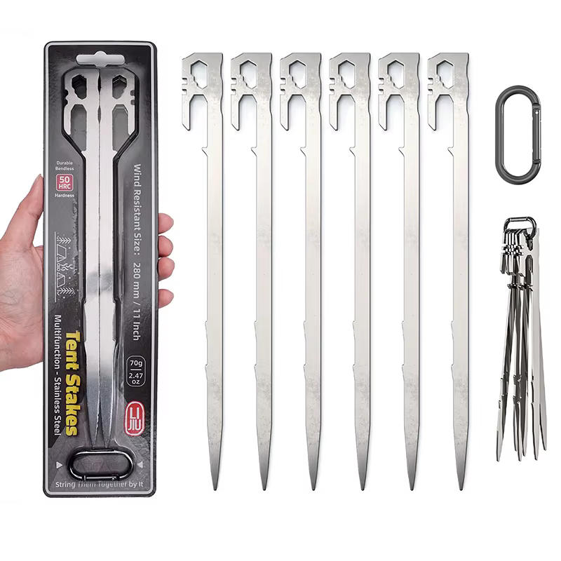 Piquets de tente de camping en acier inoxydable