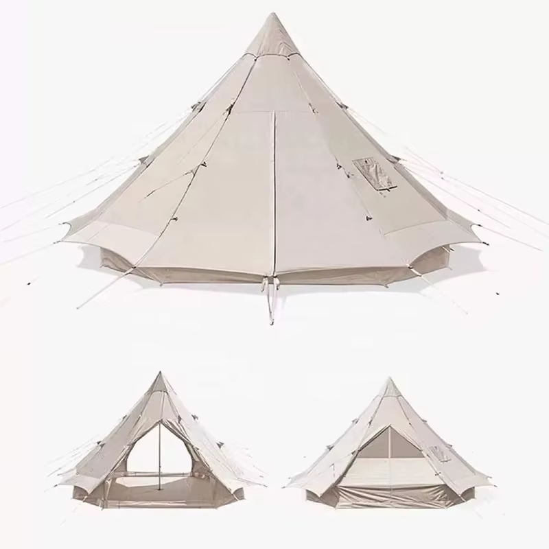 Tente de camping familiale personnalisée hautement rentable, imperméable, pour 4 à 10 personnes, en toile, type yurt ou tente cloche
