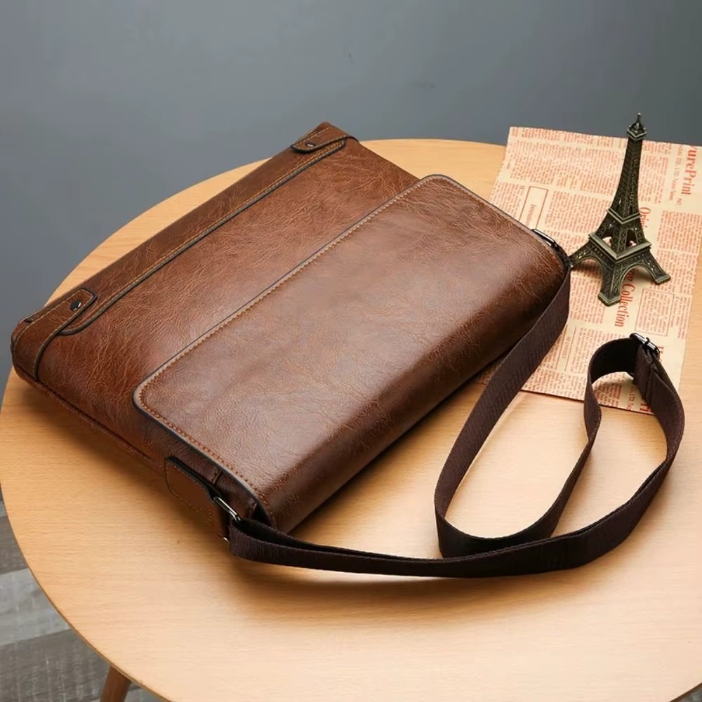 Porte-documents pour hommes en cuir PU fourre-tout Boston pour ordinateur portable épaule exécutif travail d'affaires messager bandoulière côté sac de créateur