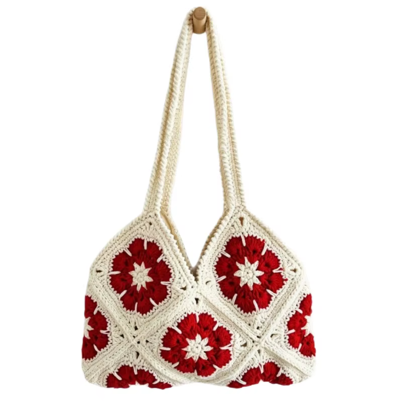 Sac à bandoulière en macramé en coton pour femme, style bohème, pour la plage, fait main, doux, décontracté, pour les vacances d'été